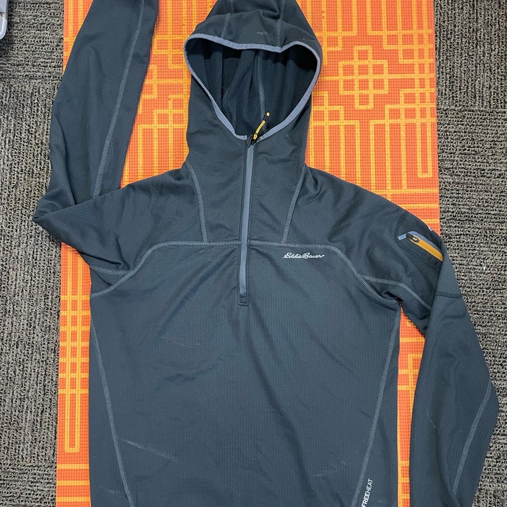 Eddie Bauer Mens high route grid fleece 1/2 zip hoodie